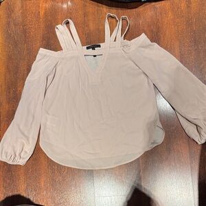 BCBGMaxAzria Blush Cold-Shoulder V-Neck Double-Strap Blouse